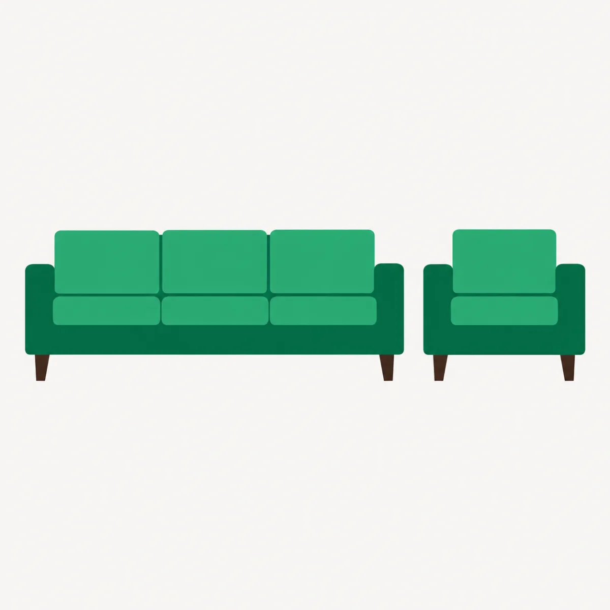 Illustration of a sofa and armchair stacked ready to load