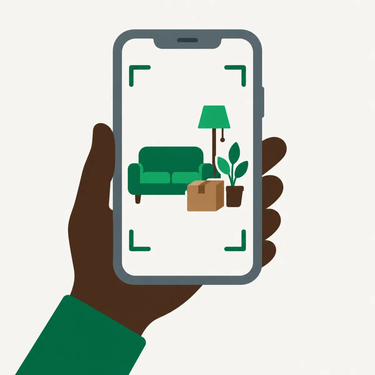 Illustration of a phone showing a photo of items to be removed