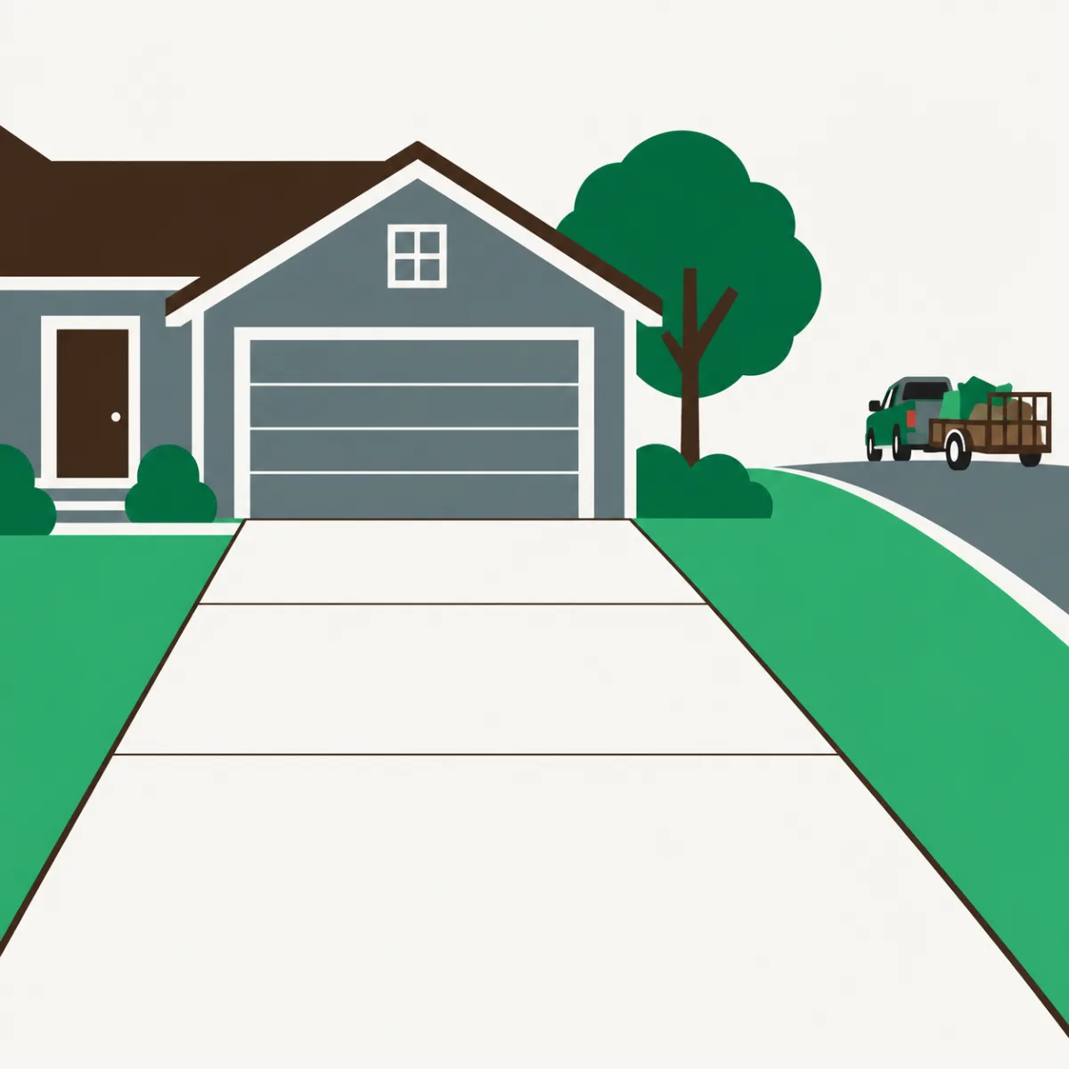 Illustration of a swept, empty driveway after a pickup